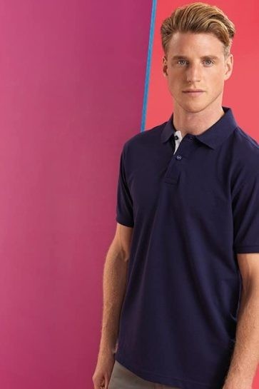 Men's Navy and White Contrast Polo