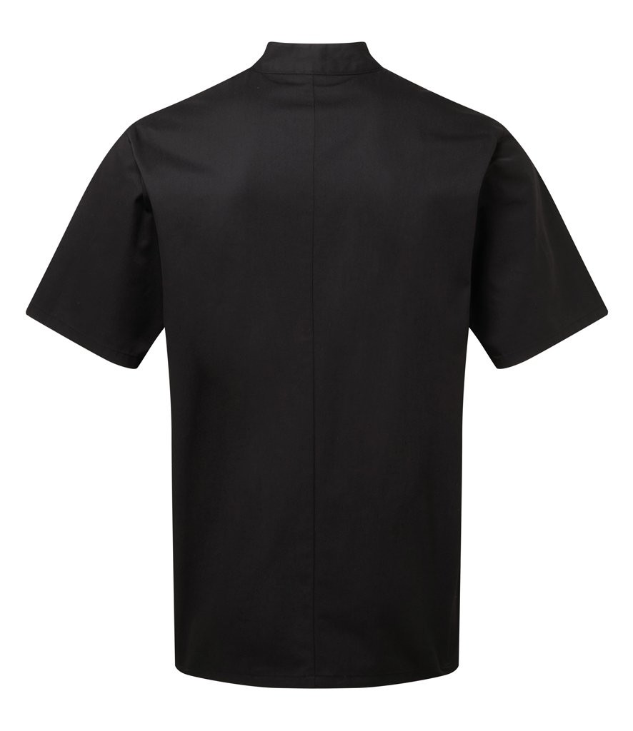White and Black Short Sleeve Chef's Jacket - Essential Range