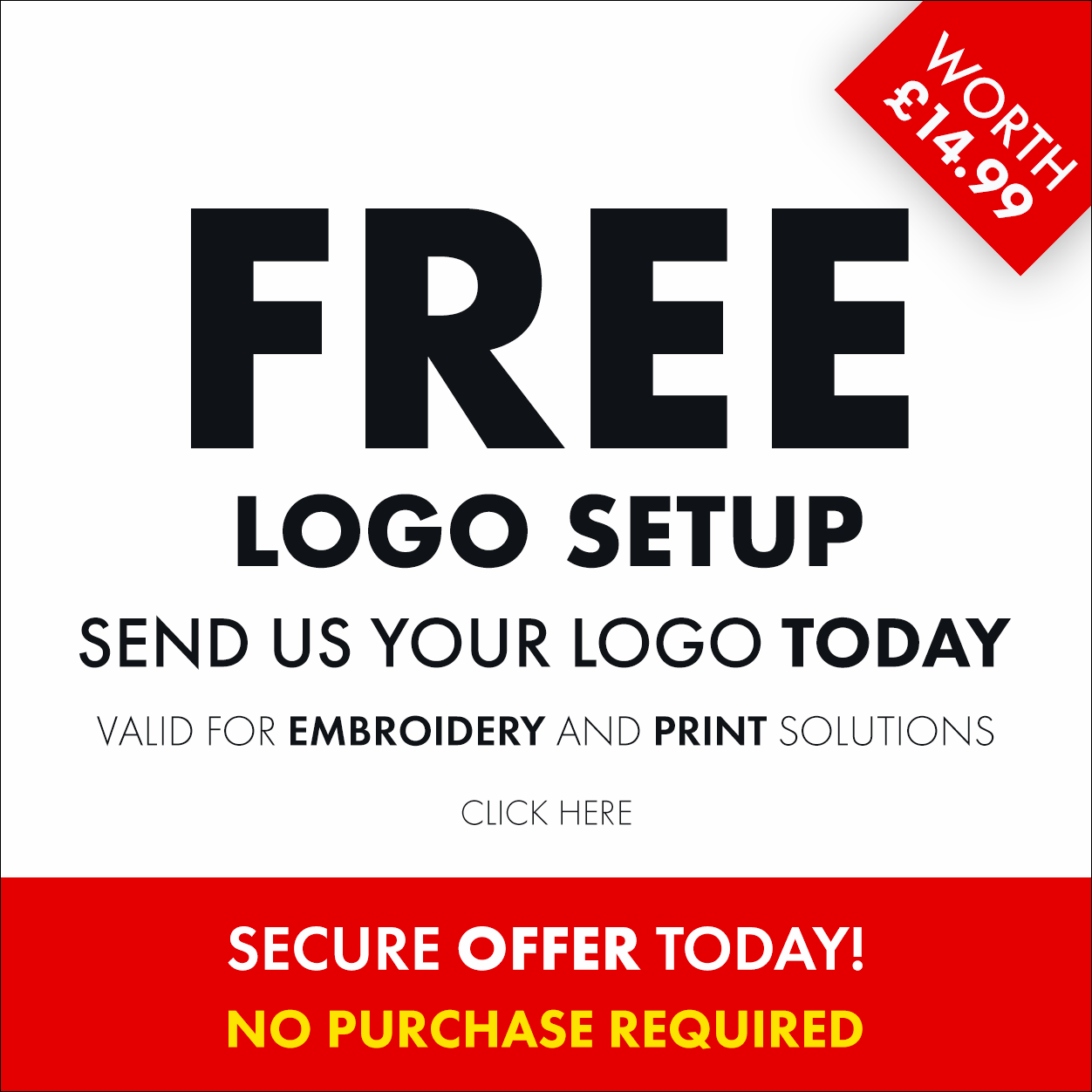 Free Logo Setup - Embroidery or Print